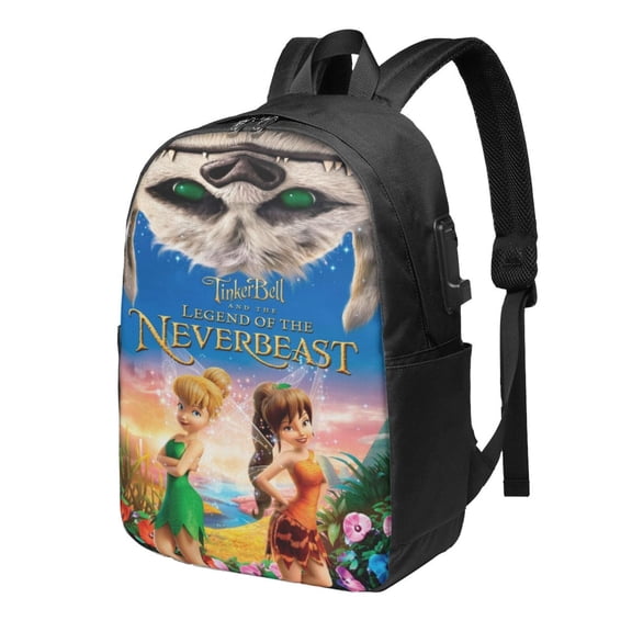 17in Tinker-bel Legend of the Never Beast Backpack with Usb Charging Port Backpacks Portable