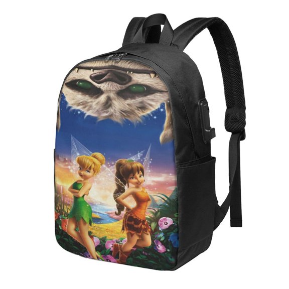 17in Tinker-bel Legend of the Never Beast Backpack with Usb Charging Port Backpacks Portable