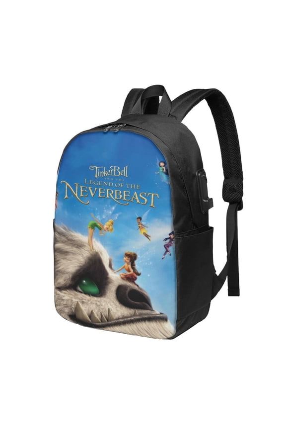 17in Tinker-bel Legend of the Never Beast Backpack with Usb Charging Port Backpacks Portable