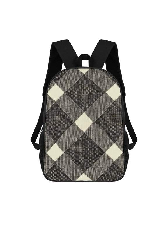 17in To Basic Backpack Scalability Good Wrinkle Resistance Adjustable Shoulder Straps Versatility Argyle Plaid DimGray_95746_3