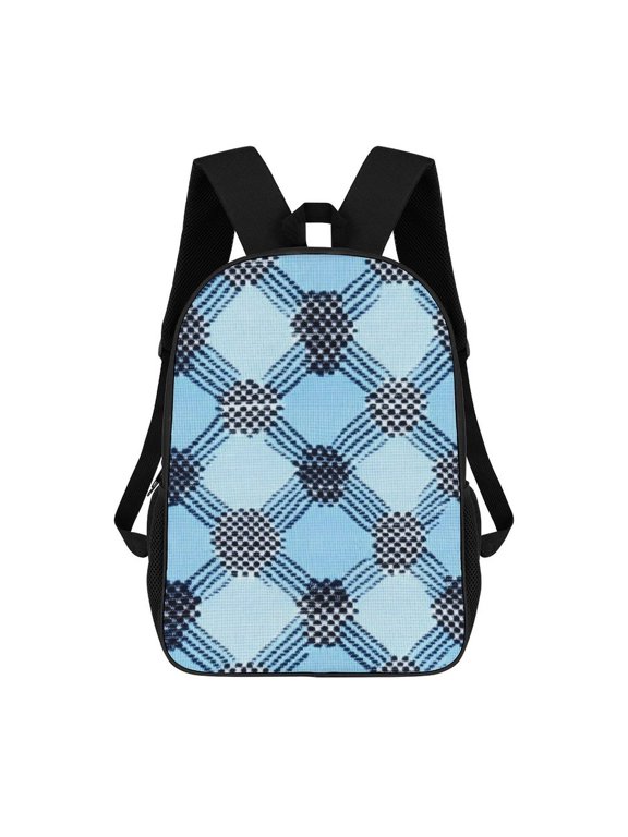 17in To Basic Backpack Scalability Good Wrinkle Resistance Adjustable Shoulder Straps Versatility Argyle Plaid LightSkyBlue_49288_2