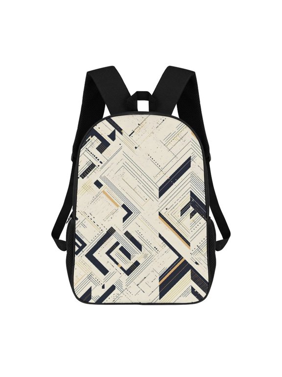 17in To Basic Backpack Scalability Good Wrinkle Resistance Adjustable Shoulder Straps Versatility DarkOrchid Geometric Lines Hand-drawn Sketch_3