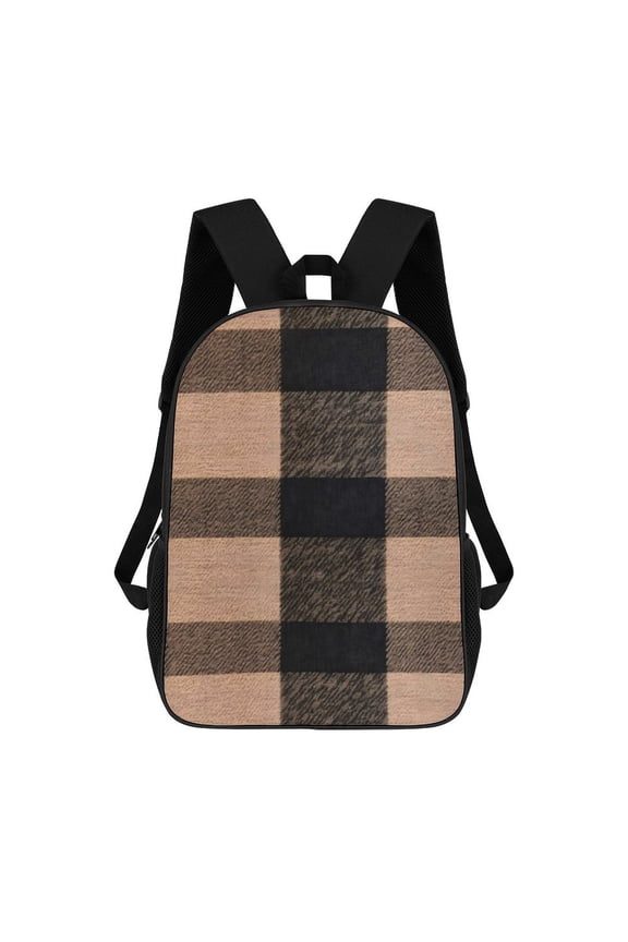 17in To Basic Backpack Scalability Good Wrinkle Resistance Adjustable Shoulder Straps Versatility SaddleBrown Buffalo Plaid Check Tartan Scotland_1