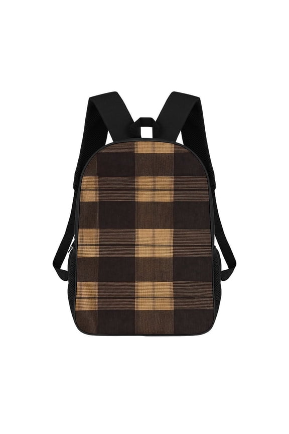 17in To Basic Backpack Scalability Good Wrinkle Resistance Adjustable Shoulder Straps Versatility SaddleBrown Buffalo Plaid Check Tartan Scotland_3