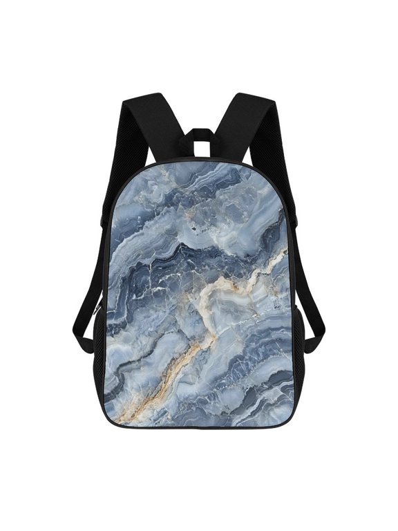 17in To Basic Backpack Scalability Good Wrinkle Resistance Adjustable Shoulder Straps Versatility SteelBlue Marble_4