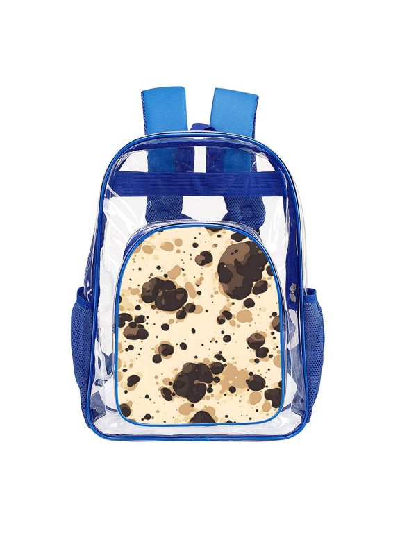 17in Transparent Schoolbag With Net Pocket Shoulder Strap Elastic Design Daily Commuting Travel Business Trip Blue-style Milk Cow Print Style Sienna_1