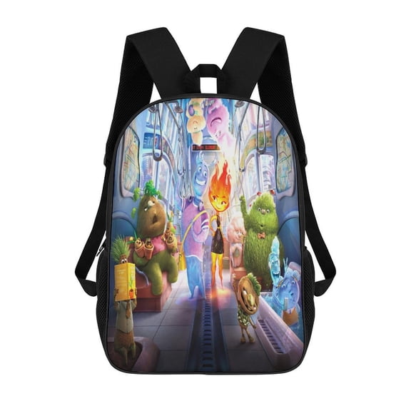 17in Water Fire Element-a Backpack Cartoon School Bookbag Graphic Printed Laptop Backpack For Student Travel Hiking