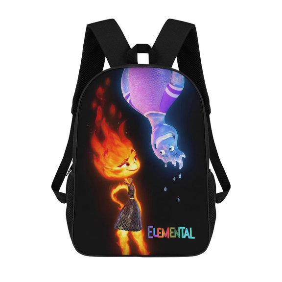 17in Water Fire Element-a Backpack Cartoon School Bookbag Graphic Printed Laptop Backpack For Student Travel Hiking