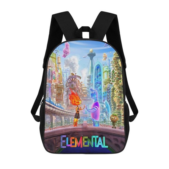 17in Water Fire Element-a Backpack Cartoon School Bookbag Graphic Printed Laptop Backpack For Student Travel Hiking