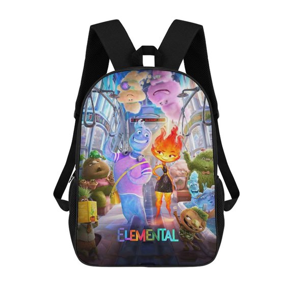 17in Water Fire Element-a Backpack Cartoon School Bookbag Graphic Printed Laptop Backpack For Student Travel Hiking