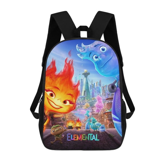 17in Water Fire Element-a Backpack Cartoon School Bookbag Graphic Printed Laptop Backpack For Student Travel Hiking