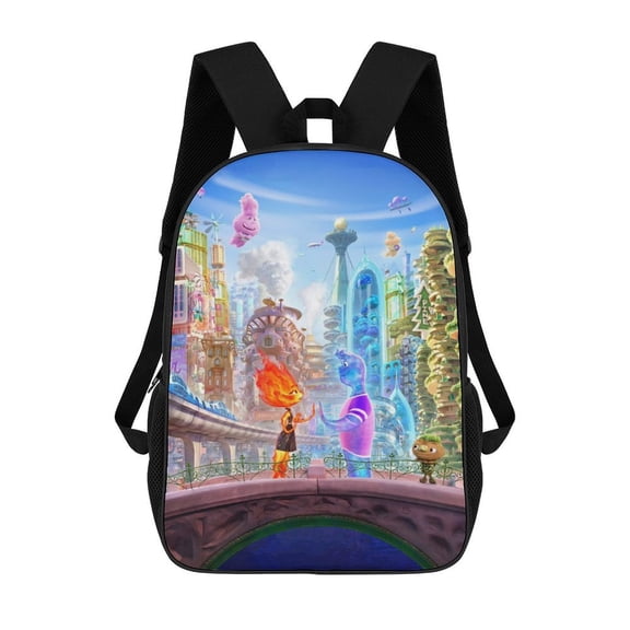 17in Water Fire Element-a Backpack Cartoon School Bookbag Graphic Printed Laptop Backpack For Student Travel Hiking