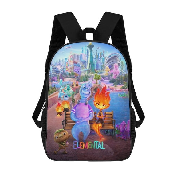 17in Water Fire Element-a Backpack Cartoon School Bookbag Graphic Printed Laptop Backpack For Student Travel Hiking