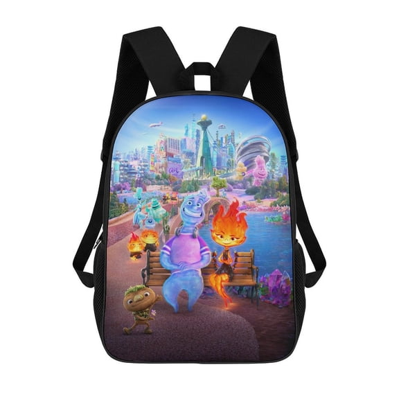 17in Water Fire Element-a Backpack Cartoon School Bookbag Graphic Printed Laptop Backpack For Student Travel Hiking