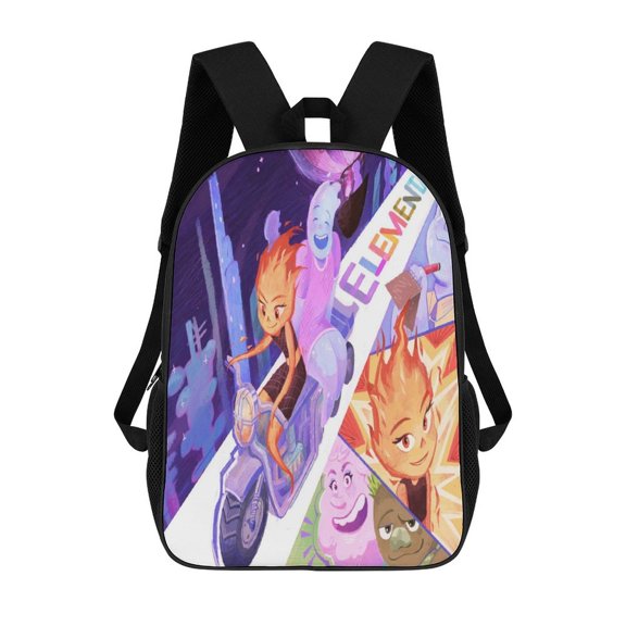 17in Water Fire Element-a Backpack Cartoon School Bookbag Graphic Printed Laptop Backpack For Student Travel Hiking
