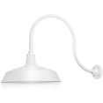 thumbnail image 1 of 17in. White Finish Outdoor Gooseneck Barn Light Fixture with 24in. Long Extension Arm - Wall Sconce Farmhouse, Vintage, Antique Style - UL Listed - 9W 900lm A19 LED Bulb (5000K Cool White), 1 of 9