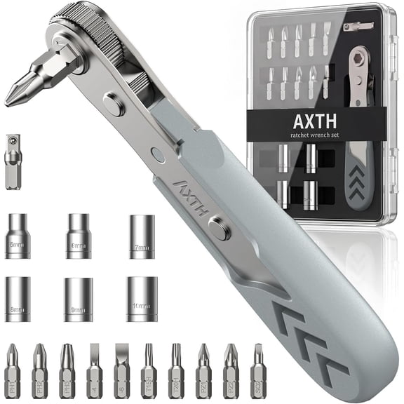 17in1 Right Angle Ratcheting Screwdriver Set, [Bearing Steel] 36-Tooth Mini Ratchet Wrench, Men Gifts, Low Profile Ratchet Screwdriver, Magnetic Offset Screwdriver Repair Tool