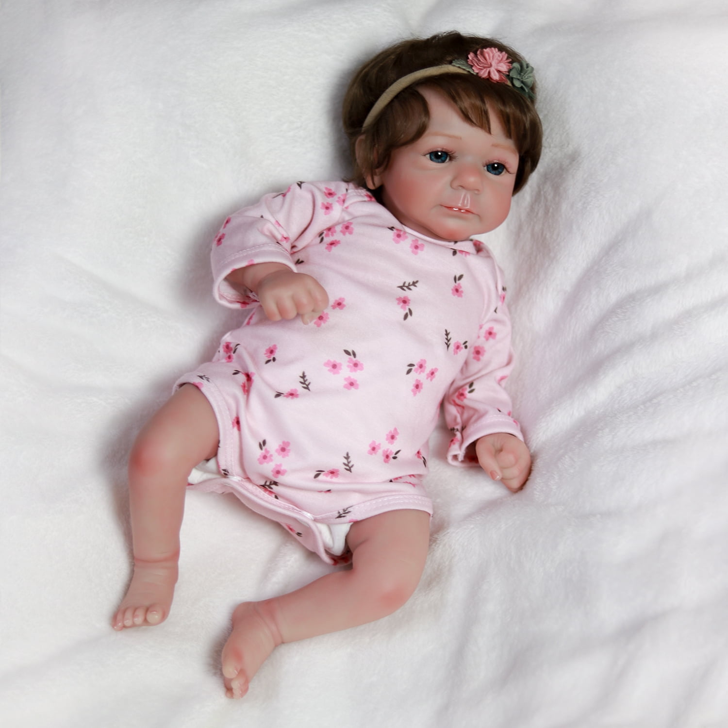 17inch Lifelike Reborn Baby Dolls Real Life Newborn Girl Doll Soft Cloth Body Adorable Playful Toy