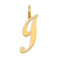 thumbnail image 1 of 17mm 10k Solid Yellow Gold Small Fancy Script Letter Name Personalized Monogram Initial J Charm Pendant Necklace for Wom, 1 of 2