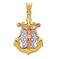 thumbnail image 1 of 17mm 14k Solid Gold Tri-color Mariner Crucifix Pendant Necklace Pendant for Women - 1.8 Grams, 1 of 2
