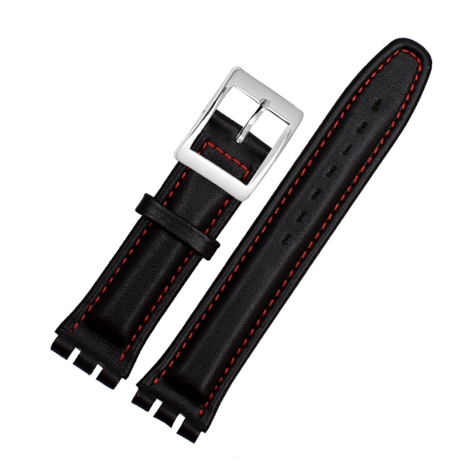 17mm 19mm Men's and Women's Embossed Leather Watch Strap Fit For Swatch ...