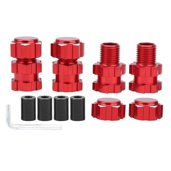 17mm Hex Adapter Nuts for Splined Wheel Hubs - Extension Combiner for 1/10 RC Cars - Red