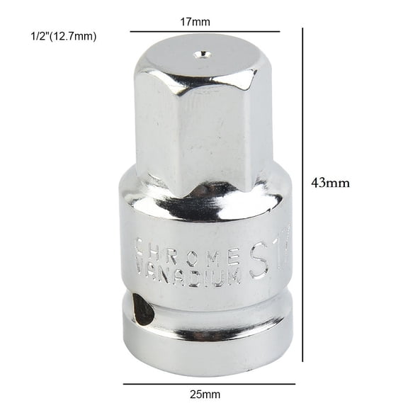 17mm Hex Socket Wrench Head for Auto Repair Tools, Chrome Vanadium Steel