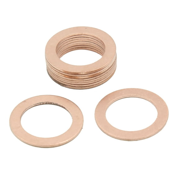 Unique Bargains 17mm Inner Dia Copper Crush Washers Flat Car Sealing Gaskets Plate Rings 10pcs