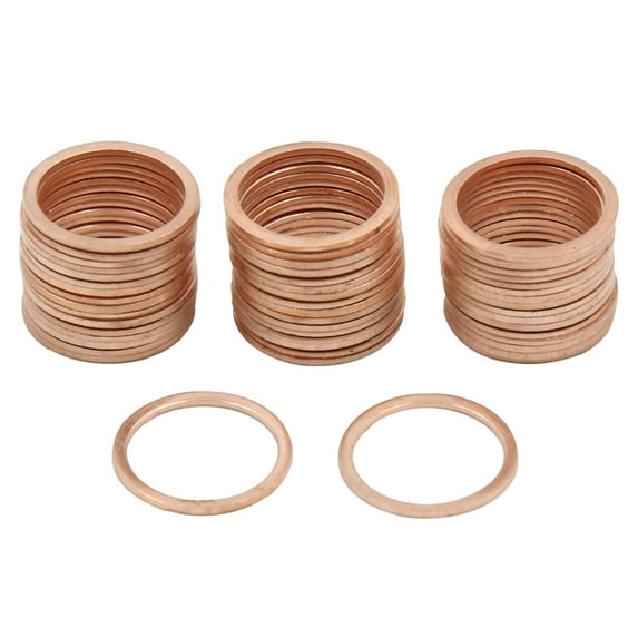 17mm Inner Dia Copper Washers Flat Car Sealing Gaskets Plate Rings 50pcs