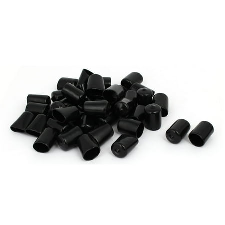 17mm Inner Dia Rubber Hose End Cap Screw Thread Protector Cover Black 50pcs