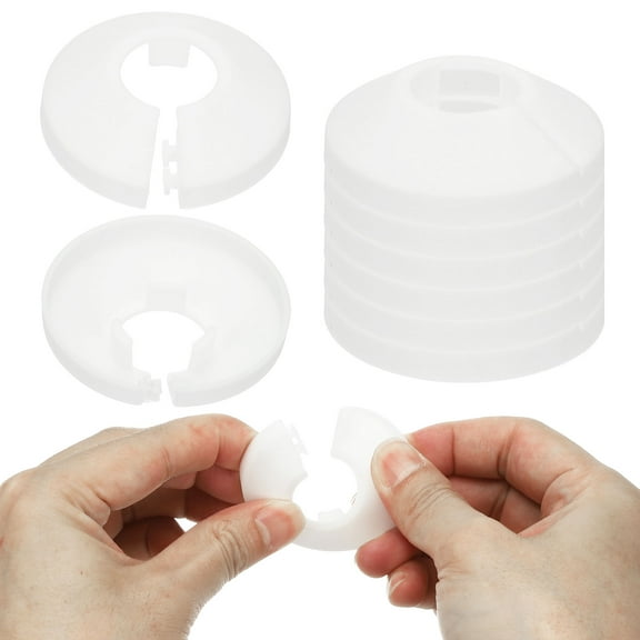 17mm Plumbing Cover Plates, 9 PCS Wall Split Flange Pipe Cover Decoration Escutcheon Plate Collar Flange Water Pipe Cover Decoration PP Plastic for Wall Pipe Tube Hole, White