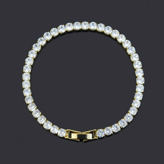 17mm Round Cut Diamond Tennis Chain Tennis Bracelet Necklace, Real Gold Rhodium Plated Iced Out Prong Setting