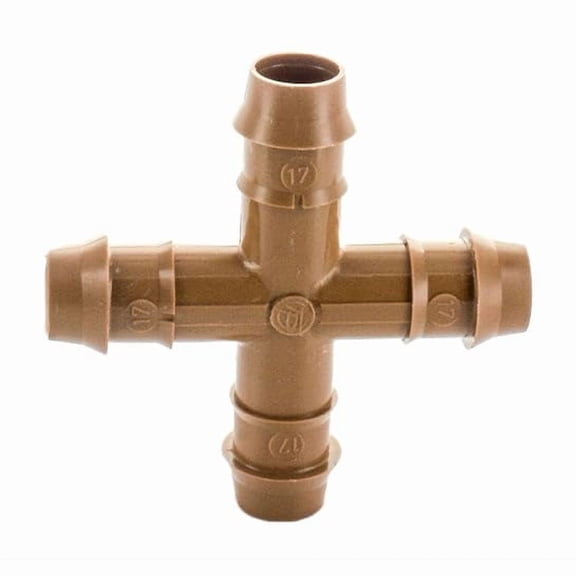 17mm Techline Insert Cross - Drip Irrigation Barbed Cross Connector (25 PCS) | Compatible with 1/2" Drip Line Tubing | Easy Install | Precision Garden Watering (32500-006340)