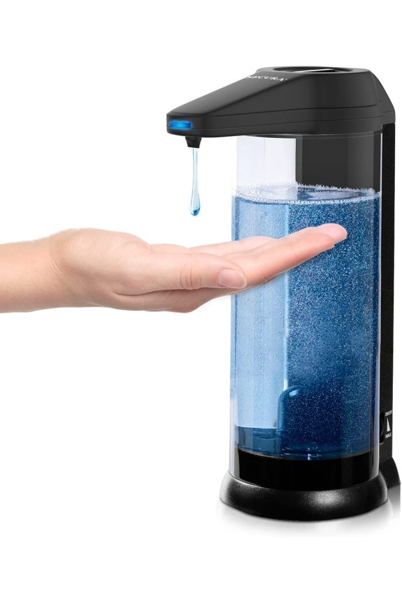 17oz Automatic Liquid Soap Dispenser, Touchless Battery Operated Hand Soap Dispenser with Adjustable Soap Dispensing Volume Control Dial, Personal Care Dispenser (Black)