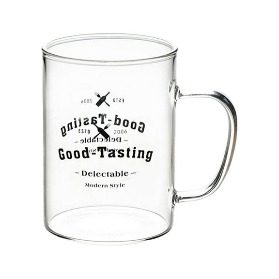 17oz Clear Glass Coffee Mugs - Transparent Tea Cups with Handle for Hot/Cold Beverages, Circular Design