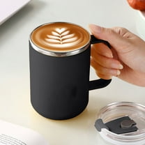 17oz Coffee Mug With Handle, Double Wall Stainless Steel Insulated Lowball Tumbler Keeping Hot and Cold (Black)