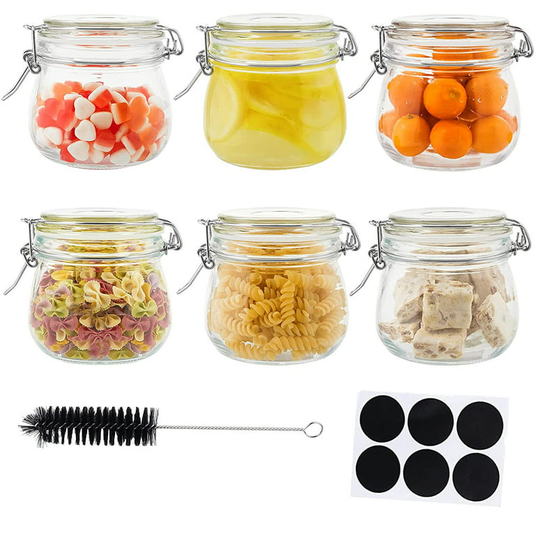 32 oz Glass Jars with Lid For Household, Food Grade Clear Jars (6 Pack)