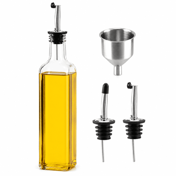 17oz Glass Olive Oil Dispenser Drizzle Bottle Containers with Stopper for Kitchen