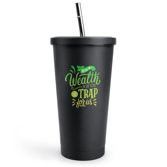 17oz Insulated Stainless Steel Tumbler with Lid and Telescopic Straw, Double Wall Vacuum Travel Cup, Cup Holder Friendly, Slogan, Inspirational Quote