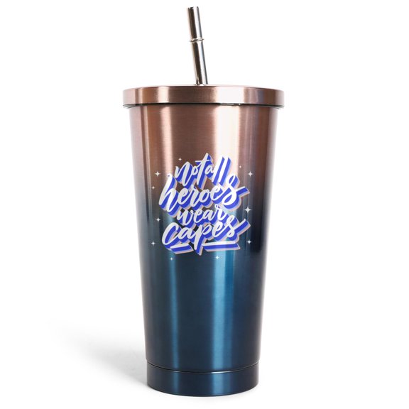 17oz Insulated Stainless Steel Tumbler with Lid and Telescopic Straw, Double Wall Vacuum Travel Cup, Cup Holder Friendly, Slogan, Inspirational Quote