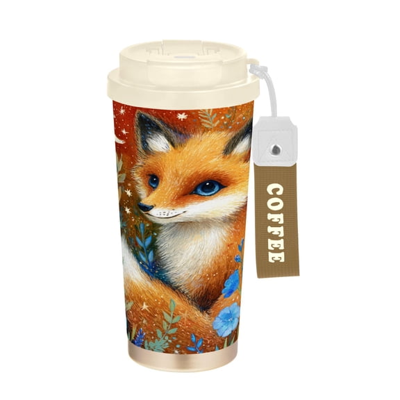 17oz Insulated Tumbler 316 Stainless Steel Double Wall Vacuum Coffee Mug Leakproof 2-Way Drinking Cup with Lid & Strap Lovely Little Fox