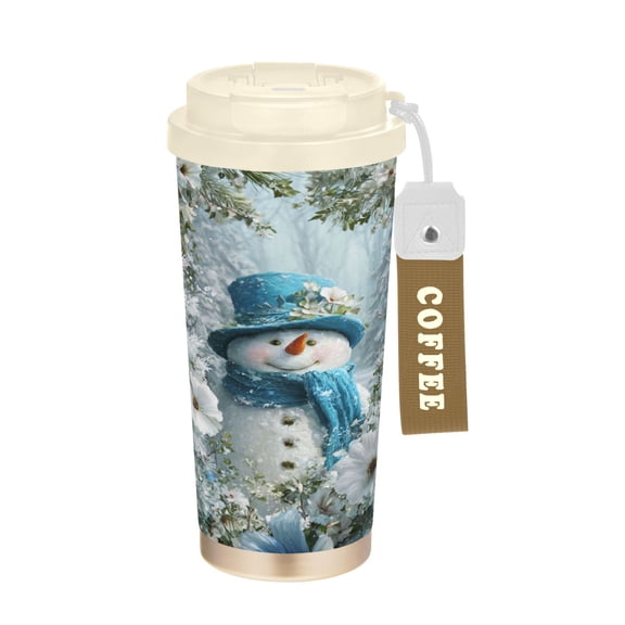 17oz Insulated Tumbler 316 Stainless Steel Double Wall Vacuum Coffee Mug Leakproof 2-Way Drinking Cup with Lid & Strap Snowman in The Frozen World