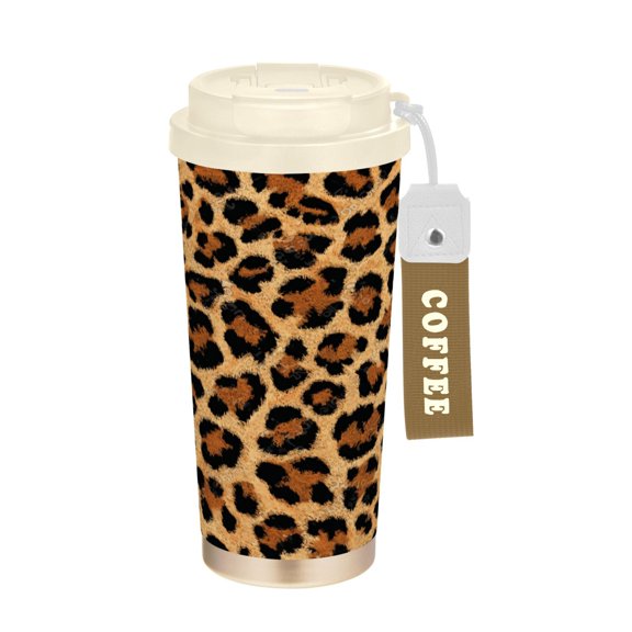 17oz Insulated Tumbler 316 Stainless Steel Double Wall Vacuum Coffee Mug Leakproof 2-Way Drinking Cup with Lid & Strap Wild Amber Cheetah