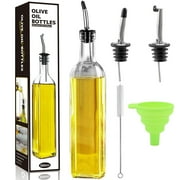17oz Olive Oil Dispenser Bottle,Glass Oil Dispenser,Cooking Oil and Vinegar Cruet Set with Stainless Steel Pourer,Olive Oil Bottle for Kitchen