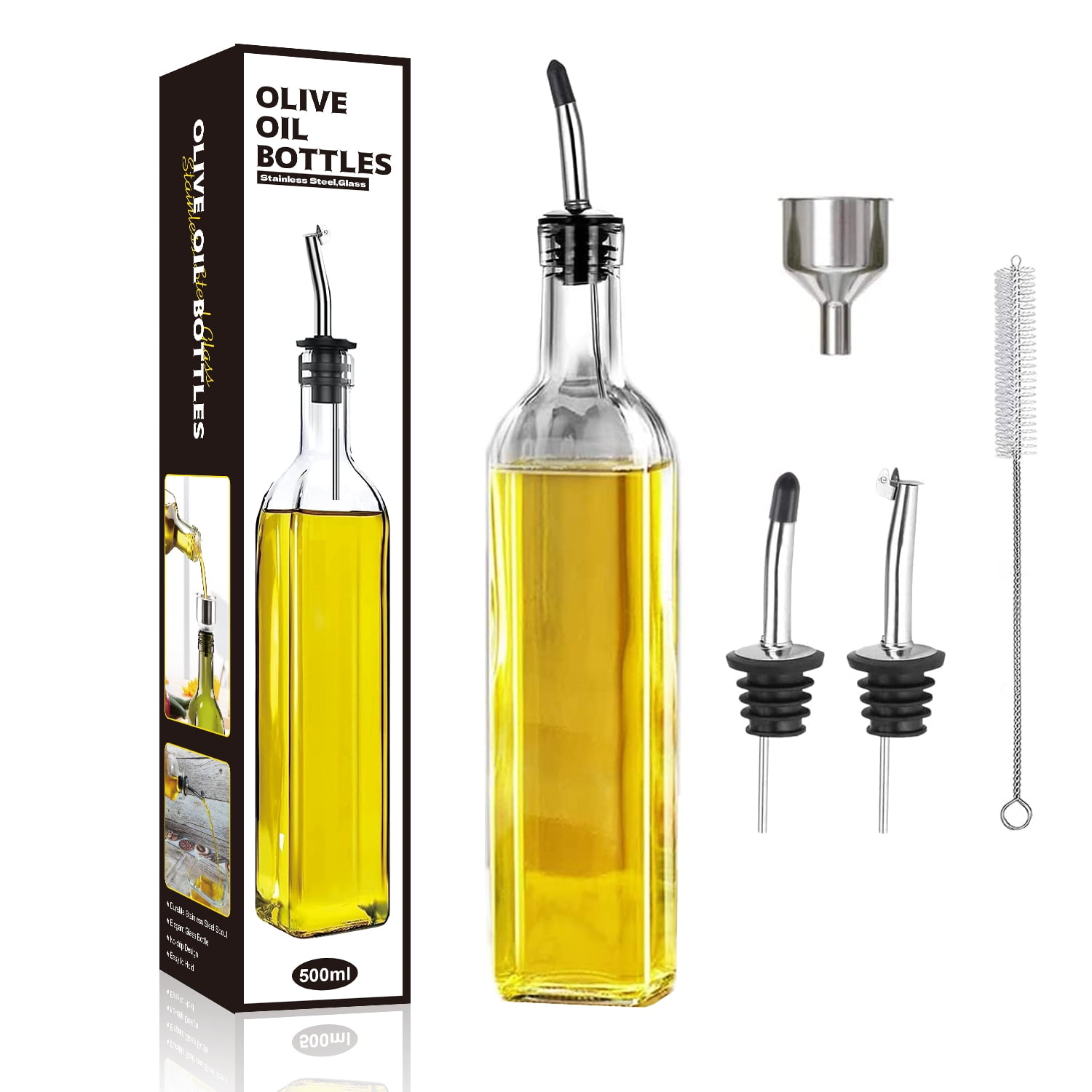 17oz Olive Oil Dispenser Bottle,Glass Oil Dispenser,Cooking Oil and