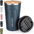 thumbnail image 1 of 17oz Stainless Steel Vacuum Insulated Tumbler - Coffee Travel Mug Spill Proof with Lid - coffee Cup for Keep Hot/Ice Coffee Tea and Beer (Blue), 1 of 8