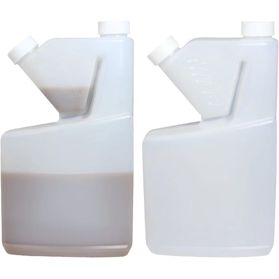 17oz Tip & Pour Measuring Containers with Lids (2 Pcs) Plastic Tip Measure Bottles, Up to 2oz Precise Measuring Capacity, Reusable Measuring Cups, No Extra Measuring Cup Needed
