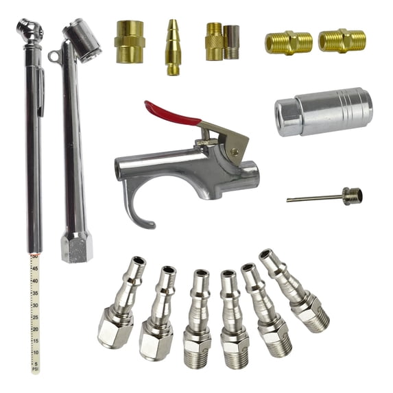 17pc Air Tool Compressor Accessory Kit Air Line Fittings 1/4" BSP Tyre Blow Gun