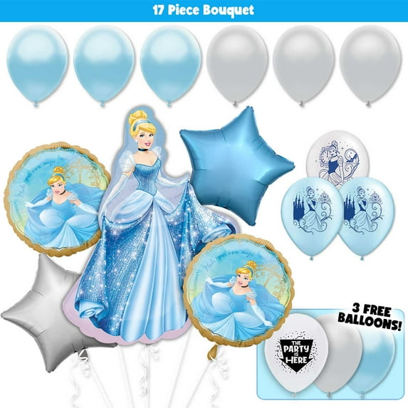 17pc Cinderella Balloons Deluxe Bouquet Kit - Birthday Party Decor Decoration Supplies