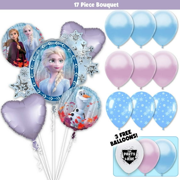 17pc Frozen Balloons Elsa Deluxe Bouquet Kit - Birthday Party Decor Decoration Supplies